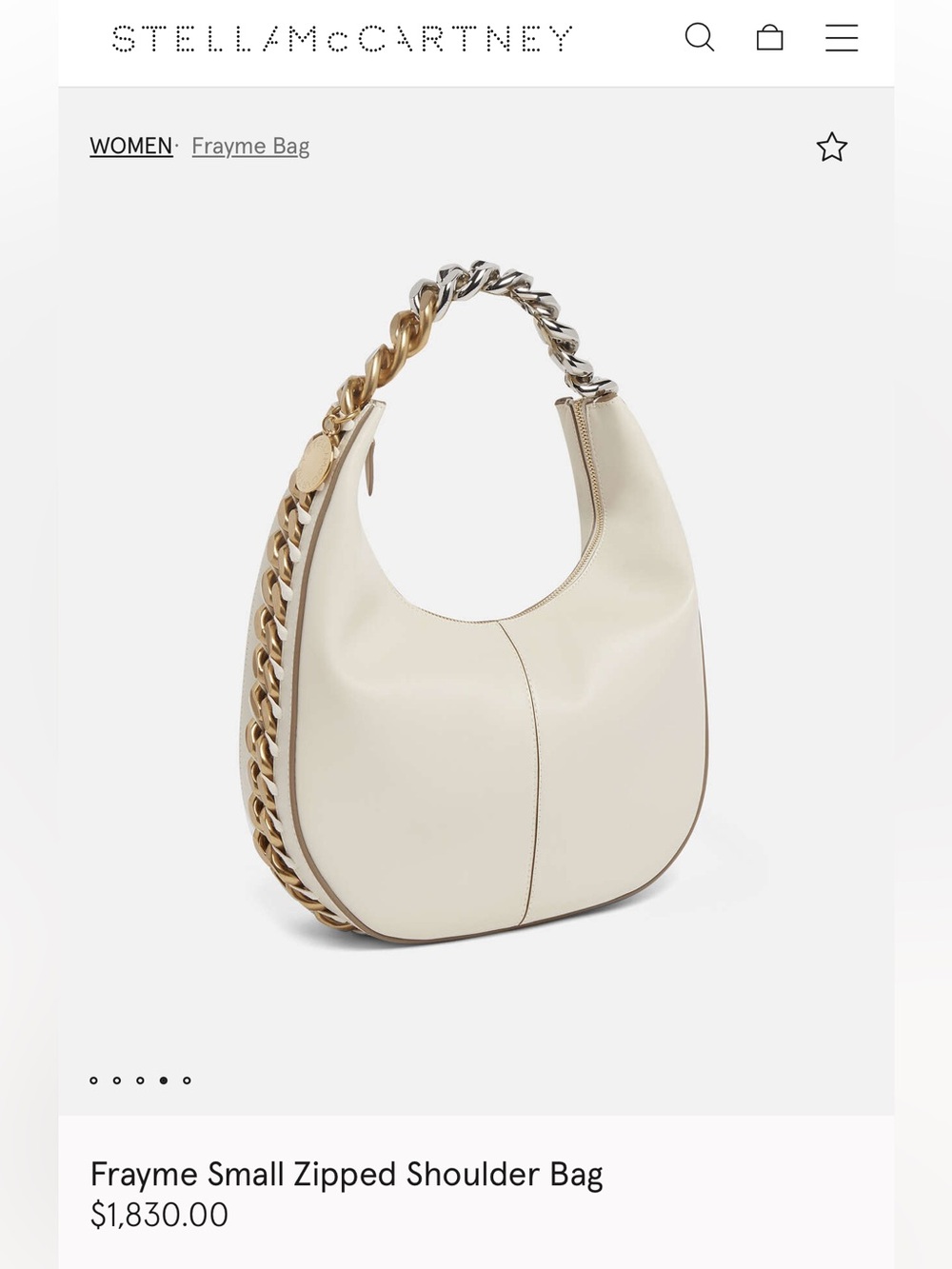 Stella McCartney Frayme Small Zipper Shoulder Bag
